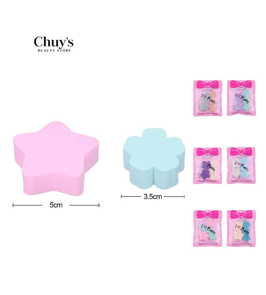 Esponjas de Maquillaje en Forma de Estrella y Flor