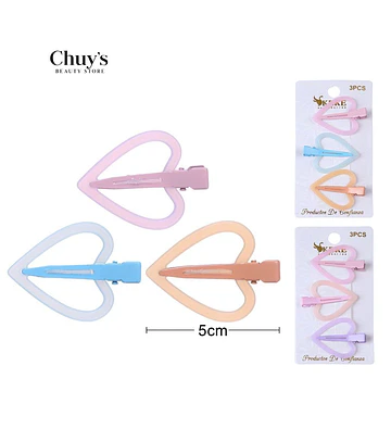 Pinches con Diseños Corazón 3 Piezas - Chuys Beautys | Chuy's Beautys Store