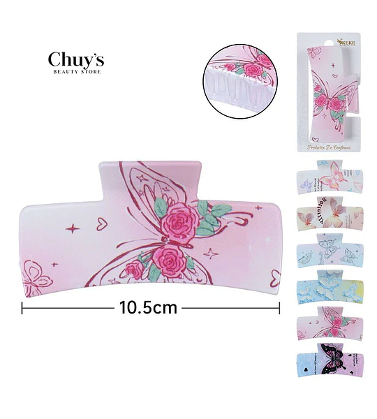 Ganchetas Grandes con Diseño de Mariposa