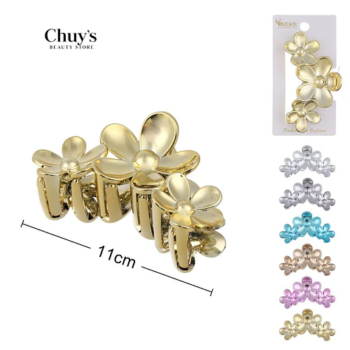 Gatchet grande floral dorado - Chuys Beautys | Chuy's Beautys