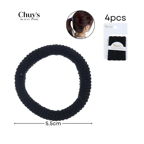 Colet Algodón Negro 4 Pcs 5.5cm - Chuys Beautys | Chuy's Beautys