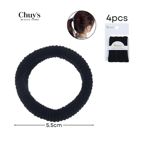 Colet Algodón Negro 4Pcs 5,5cm - Chuys Beautys | Chuy's Beautys