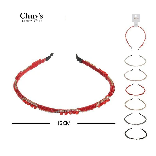 Cintillo con Piedrería Rojo - Chuys Beautys | Chuy's Beautys