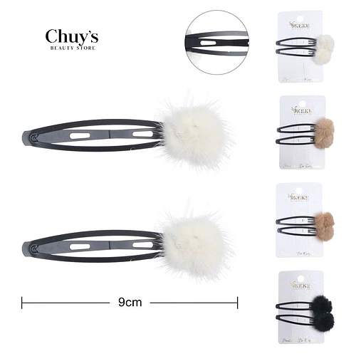 Pinches con Pompon 2 Pcs - Chuys Beautys | Chuy's Beautys