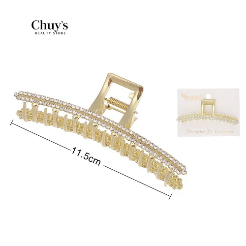 Ganchera con Strass Dorada 11.5 cm - Chuys Beautys | Chuy's Beautys