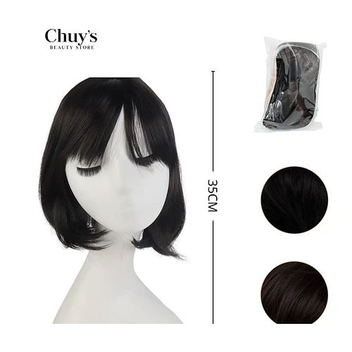 Peluca corta negra 35 cm - Chuys Beautys | Chuy's Beautys