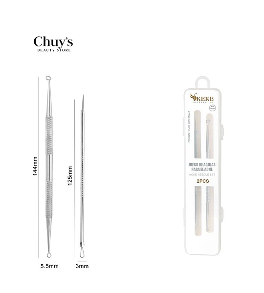 Set Palillos Limpieza Facial Acero Inoxidable 2PCS
