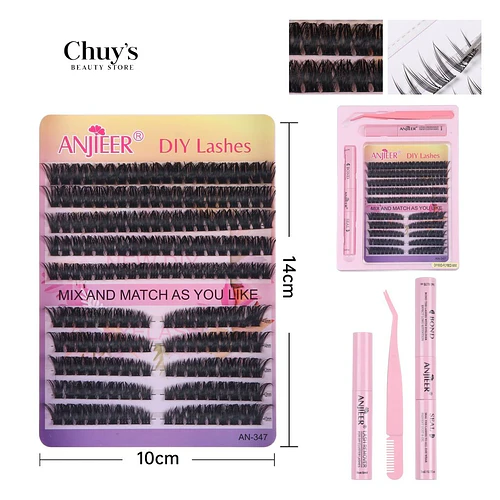Set de pestañas postizas por punto con pegamento, cepillo y pinzas - Chuys Beautys | Chuy's Beautys
