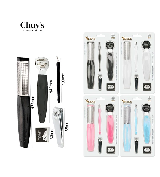 Set Pedicura Acero Inoxidable 5Pcs