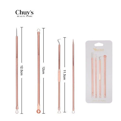 Palillos limpieza facial de acero inoxidable 12cm 4pcs - Chuys Beautys | Chuy's Beautys