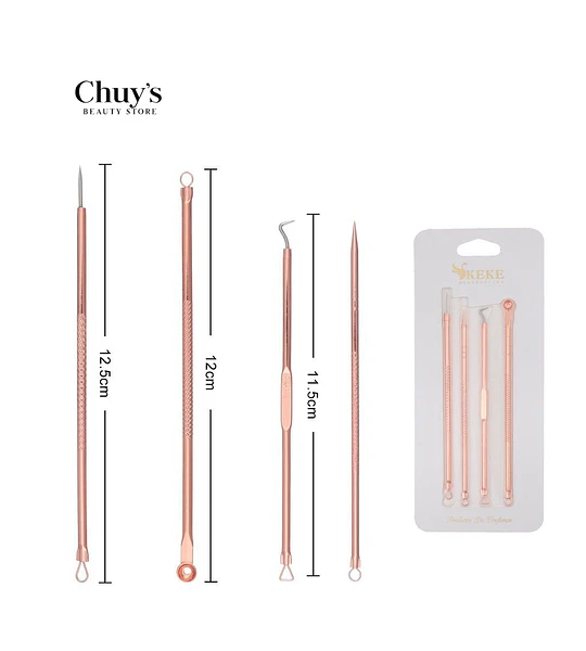 Palillos limpieza facial de acero inoxidable 12cm 4pcs