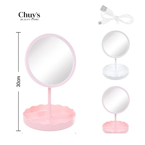 Espejo Joyero Redondo con Luz 30cm - Chuys Beautys | Chuy's Beautys