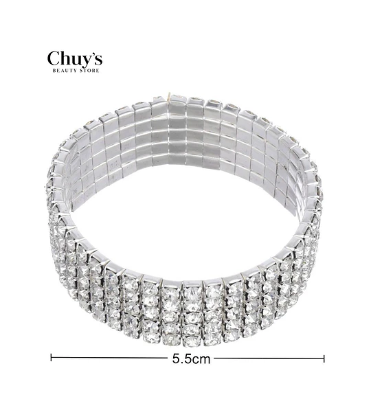 Pulseras Plateadas con Brillos