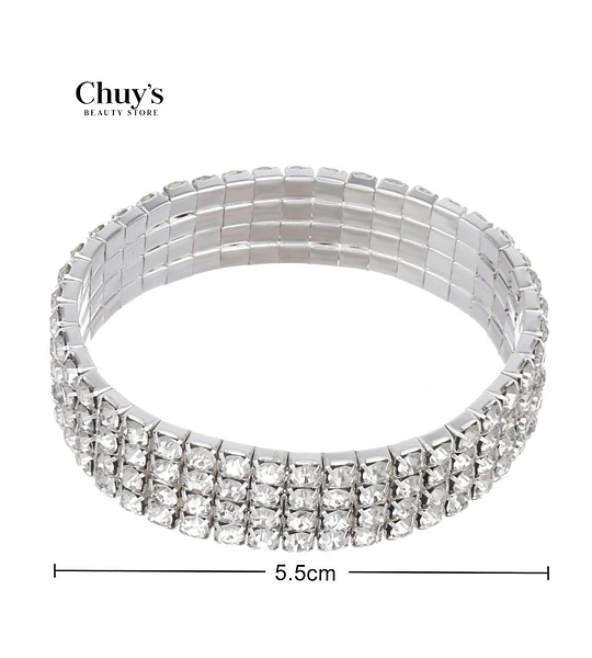Pulseras Plateadas con Brillos