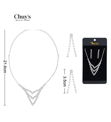 Collar y aretes con piedrería - Chuys Beautys | Chuy's Beautys Store