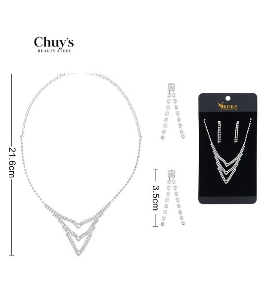 Collar y aretes con piedrería