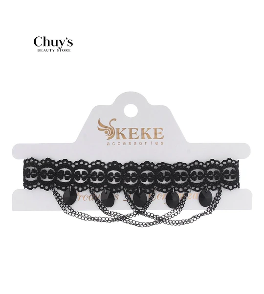 Choker de encaje negro con detalles