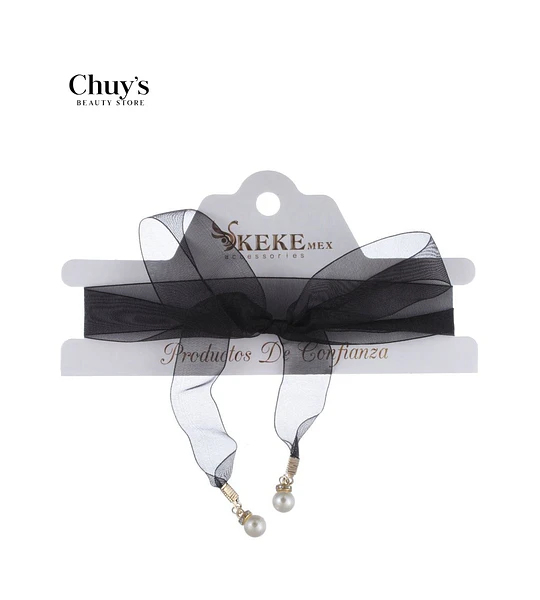 Choker con Lazo de Tul y Perlas