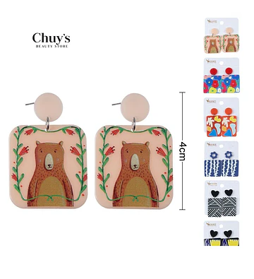 Pendientes acrilicos con diseño divertido - Chuys Beautys | Chuy's Beautys Store