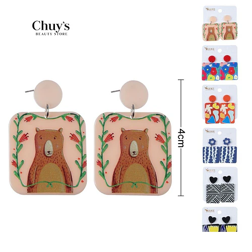 Pendientes acrilicos con diseño divertido - Chuys Beautys | Chuy's Beautys