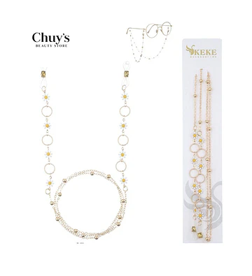 Cadena para lentes con perlas y flores - Chuys Beautys | Chuy's Beautys Store