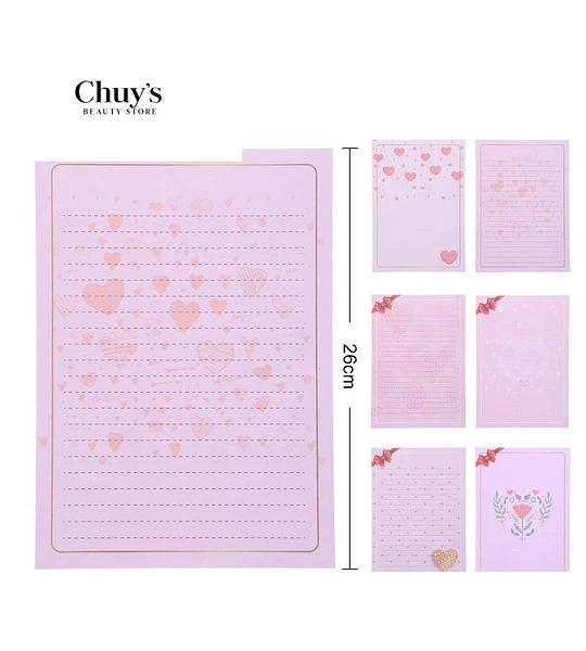 Sobres de carta con diseño de corazones