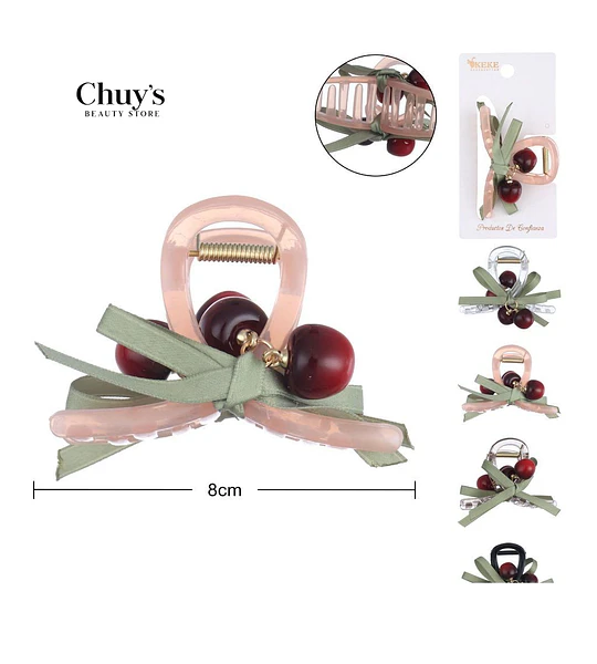 Ganchetas Plástica Lazo Cereza 8cm