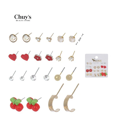 Set de Pendientes Surtidos 12 Pcs - Chuys Beautys | Chuy's Beautys Store