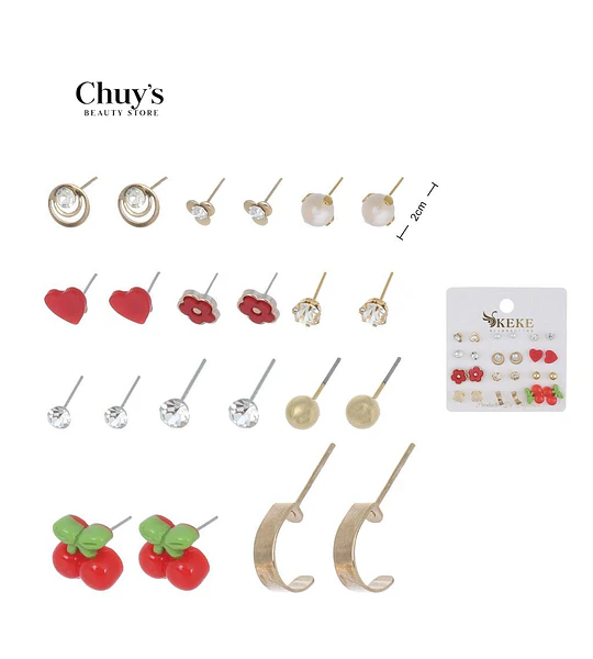 Set de Pendientes Surtidos 12 Pcs