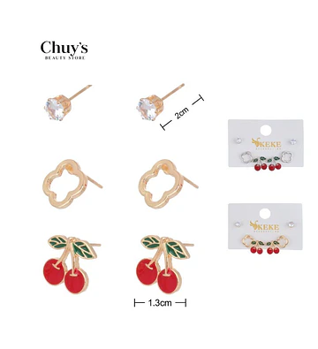 Set 3 Pendientes Aros de Cerezas - Chuys Beautys | Chuy's Beautys Store