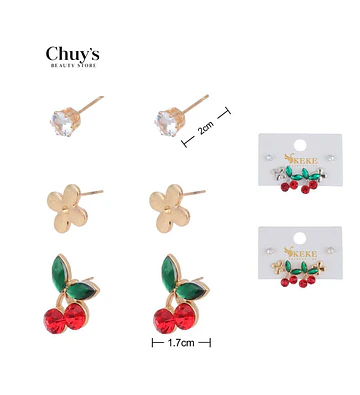 Set 3 Pendientes Aros de Cerezas - Chuys Beautys | Chuy's Beautys Store
