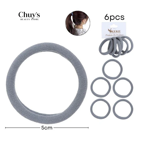 Colet Algodón Color Gris 6Pcs 5,5cm - Chuys Beautys | Chuy's Beautys