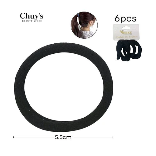 Colet Algodón Color Negro 6Pcs 5,5cm - Chuys Beautys | Chuy's Beautys
