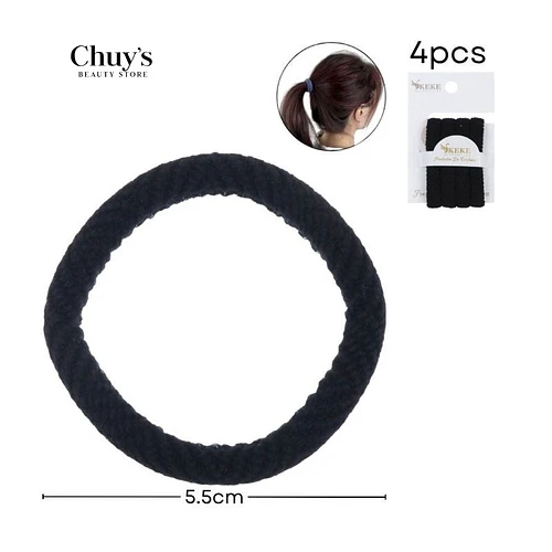 Colet Algodón Negro 4 Pcs 5,5 cm - Chuys Beautys | Chuy's Beautys