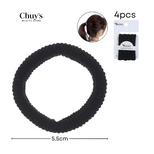 Colet Algodón Negro 4 Pcs 5,5 cm - Chuys Beautys | Chuy's Beautys