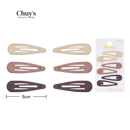 Pinches marrón mate 6 pcs 5cm - Chuys Beautys | Chuy's Beautys