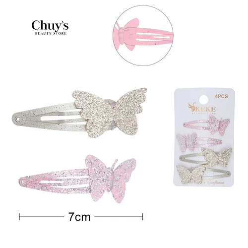 Set de Pinches Mariposa 7cm - Chuys Beautys | Chuy's Beautys