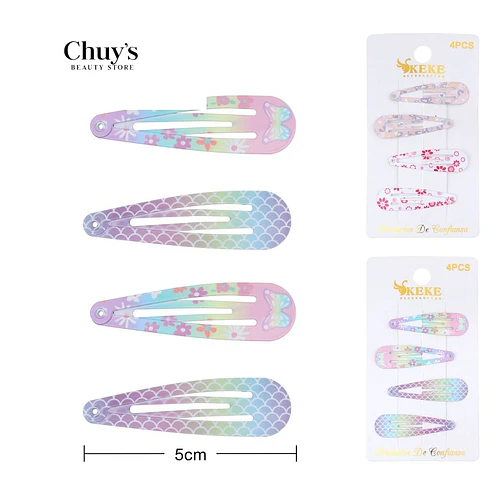 Pinches estampados 4 piezas - Chuys Beautys | Chuy's Beautys