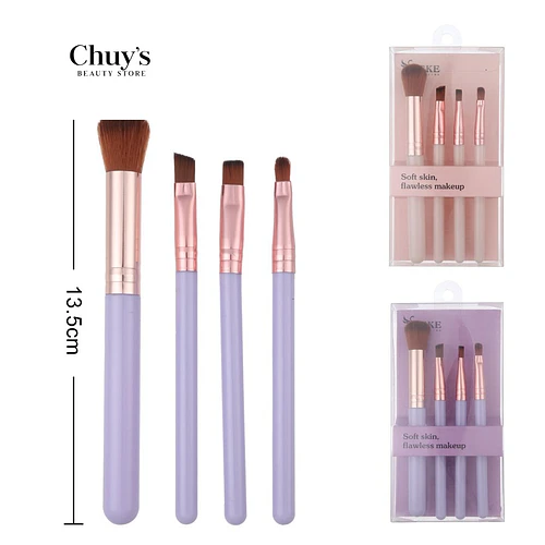 Set de Brochas de Maquillaje 4Pcs 13cm - Chuys Beautys | Chuy's Beautys