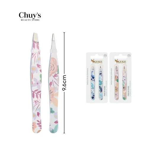 Pinza de cejas acero inoxidable 96*10mm 2pcs - Chuys Beautys | Chuy's Beautys