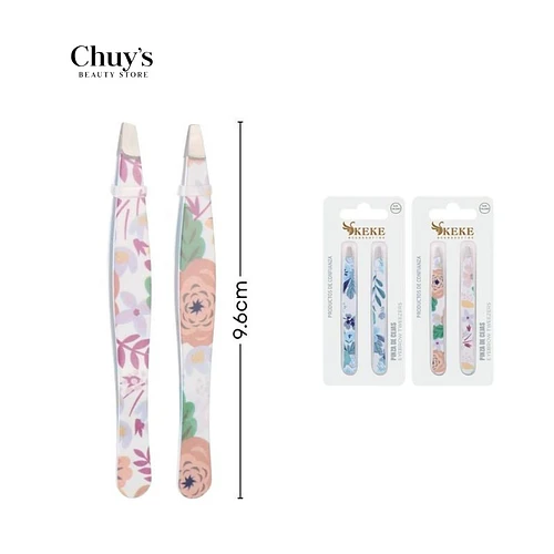 Pinza de cejas acero inoxidable 2 piezas - Chuys Beautys | Chuy's Beautys