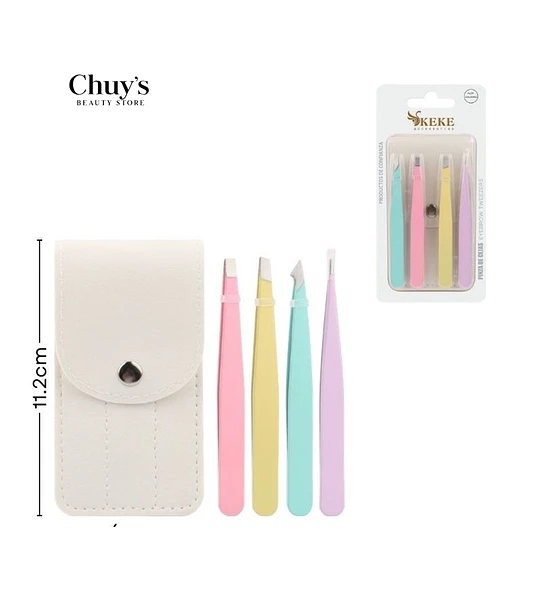 Pinza de cejas acero inoxidable 4 piezas