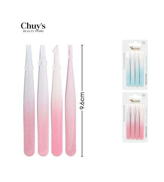 Pinza de cejas acero inoxidable 4 piezas
