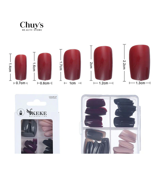 UNAS TIPS COLORES 96PCS