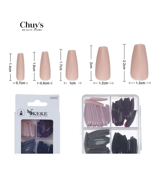 UNAS TIPS COLORES 96PCS