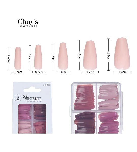 UNAS TIPS COLORES 96PCS