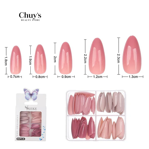 Uñas con Diseños Rosa 8 Pcs - Chuys Beautys | Chuy's Beautys