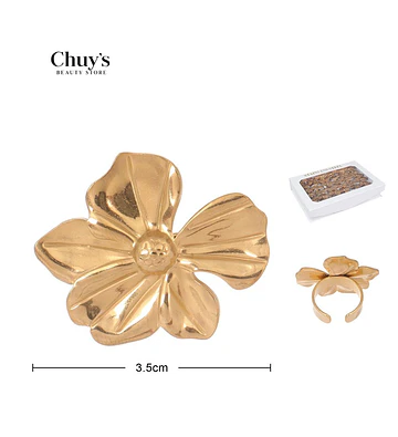 Anillo Flor Metálico Dorado - Chuys Beautys | Chuy's Beautys Store