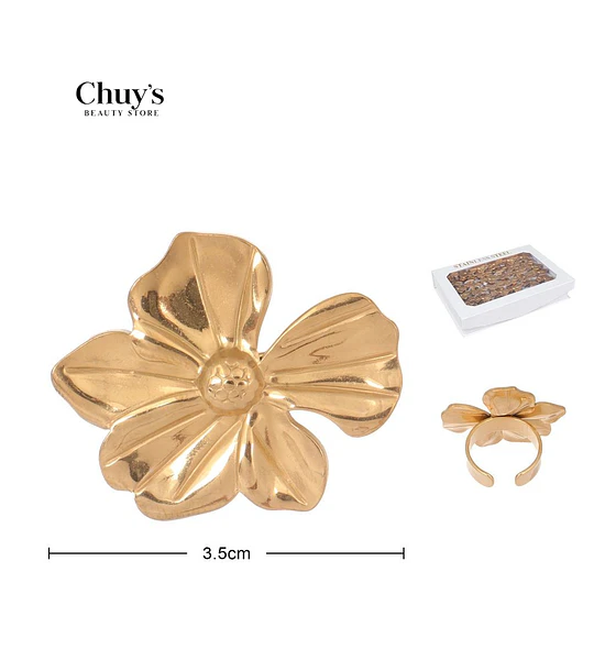 Anillo Flor Metálico Dorado