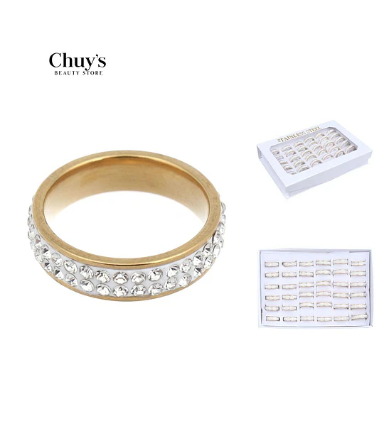 Anillo Acero Inoxidable con Cristales